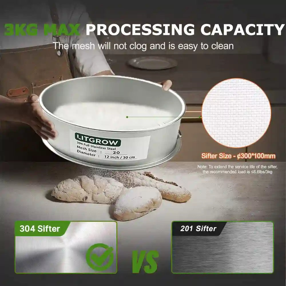 Lab Sieves 12" Diameter 304 Stainless Steel Wire Cloth Test Sieve for Industrial Laboratory Home