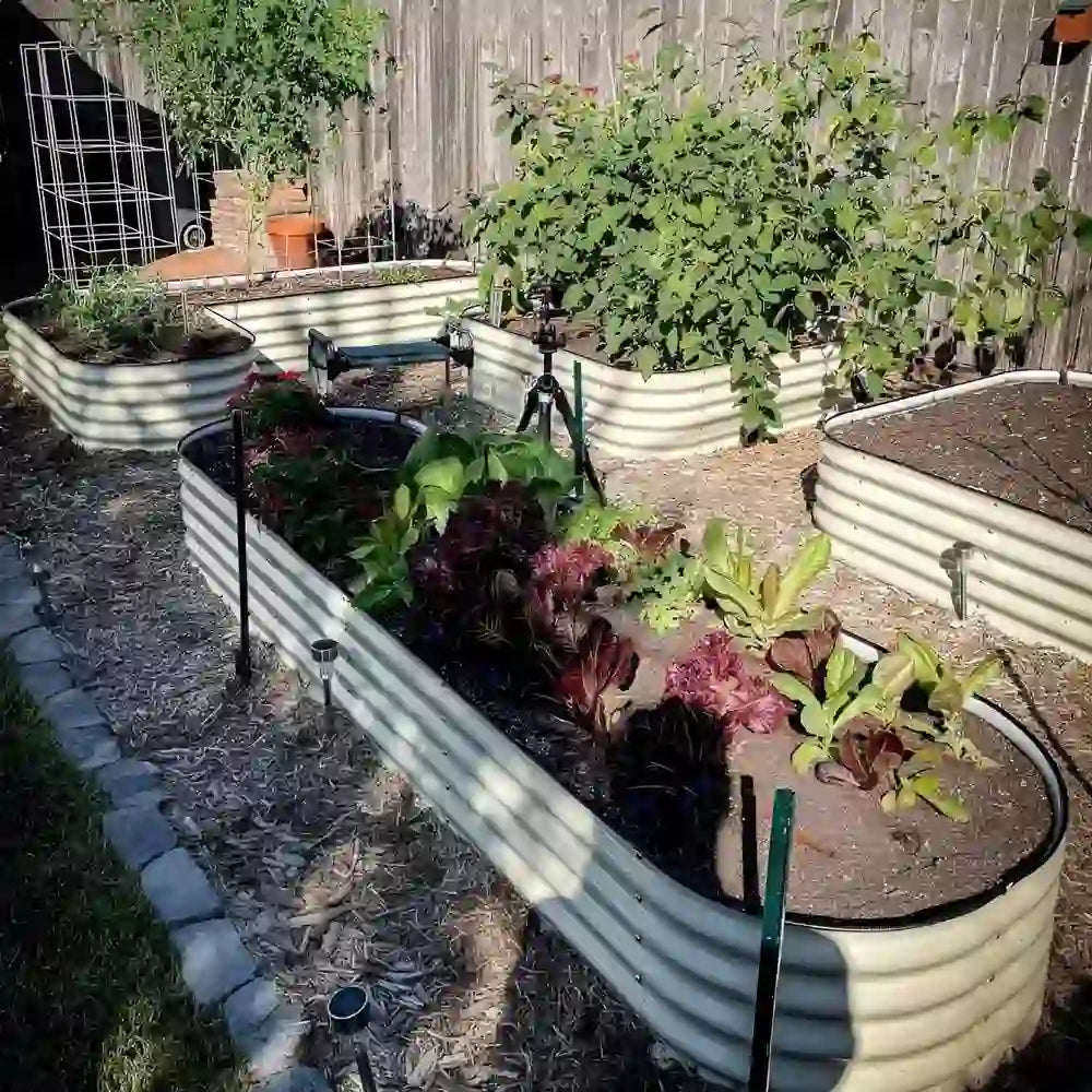 Galvanized Steel Garden Planter Box Tall Metal Raised Garden Bed for Planting Plants Vegetables
