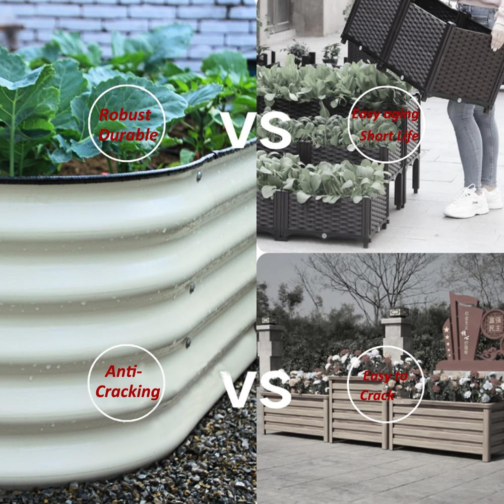 Galvanized Steel Garden Planter Box Tall Metal Raised Garden Bed for Planting Plants Vegetables