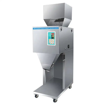 Particle Filling Machine, Automatic Particle Packaging Machine, 10~999g Powder Filling Machine, Bottle Bag Packing Machine with Wheels, Multi-Functional Weighing Machine for Rice