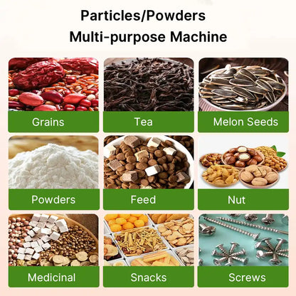 Particle Filling Machine, Automatic Particle Packaging Machine, 10~999g Powder Filling Machine, Bottle Bag Packing Machine with Wheels, Multi-Functional Weighing Machine for Rice
