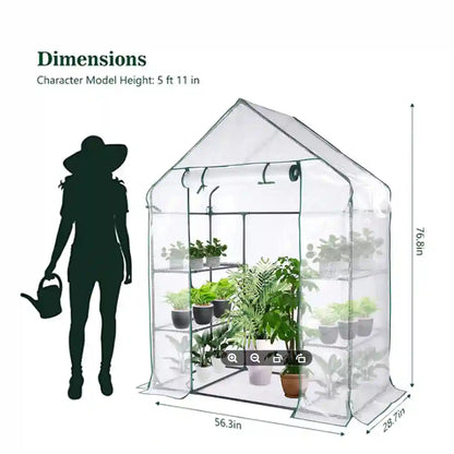 Outdoor Portable Gardening Greenhouse 2 Tier 4 Shelf Steeple with PE White Cover,GreenHouse