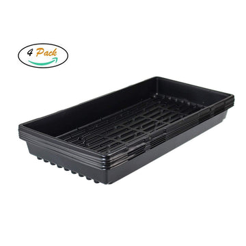 Litgrow 4 Pack of Durable Black Plastic Growing Trays (with Holes) 21" x 11" x 2" - Planting Seedlings, Flowers, Wheatgrass